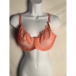 NWT Le Mystere Lace Underwire Bra Pink Floral Full Support Women’s 34F